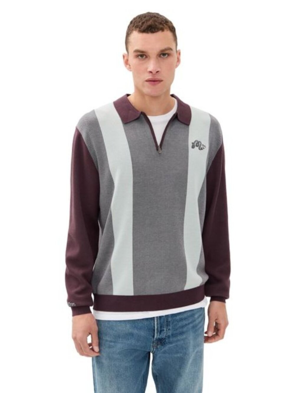 Malbon light blue long sleeve collared polo sweater mens medium NWT